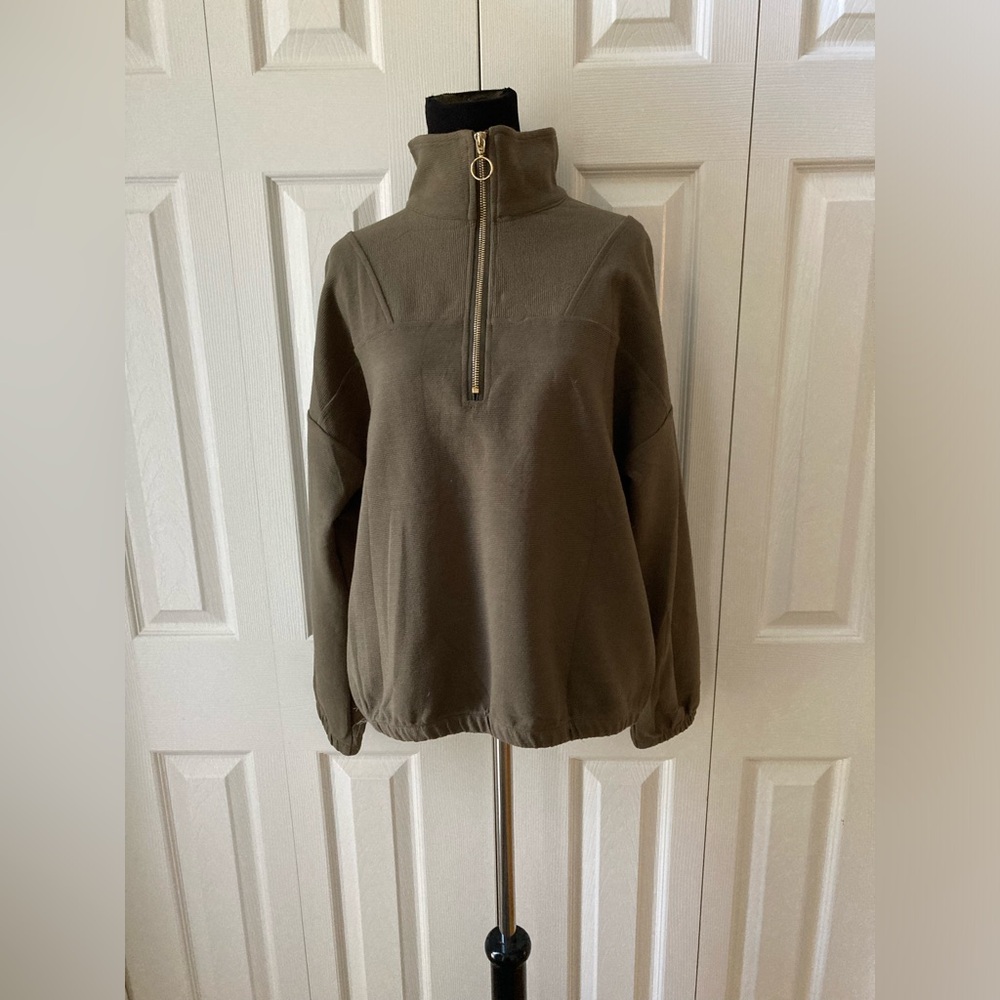 NWT Women’s Pretty Garden Sweatshirt Half Zip Collar Pullover Oversized SZ S - Picture 6 of 10